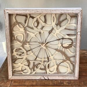 Abstract Handmade Papier-Mâché Shadow Box Wall Art 14 x 13.5" Brown & Beige